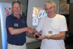 Pete G0FQB wins a raffle prize